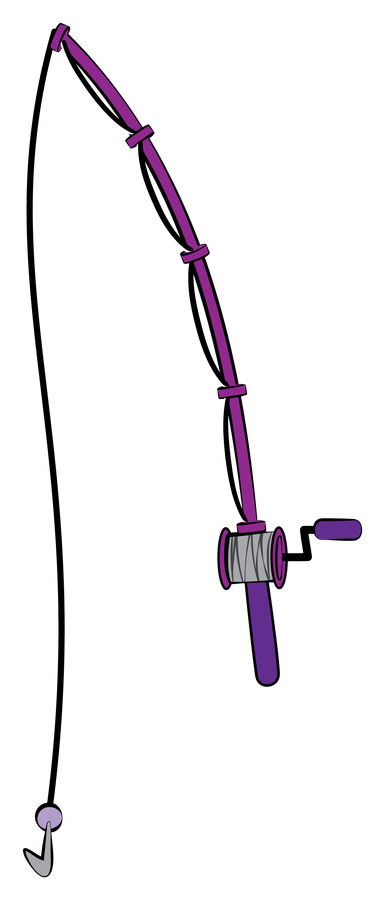 Token mark: a penguin in a blue hood and boots, holding a fishing rod